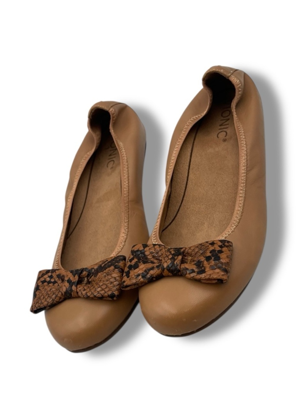 Vionic Spark Zelda Ballet Flats Brown Snake Print Size 7